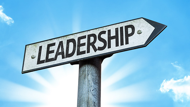 Leadership sign with sky background