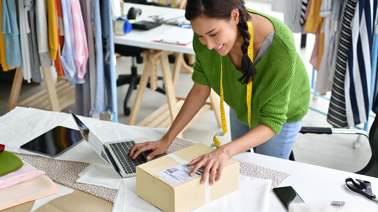 Woman entrepreneur working in studio