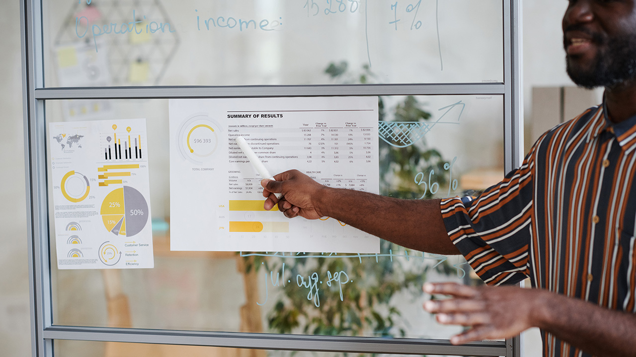 Businessman presenting financial report