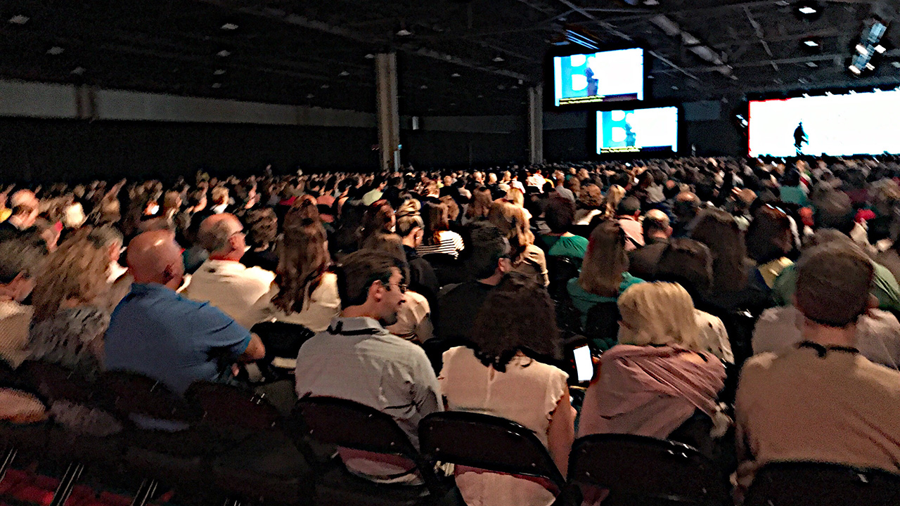 Large audience crowd gathering at a conference