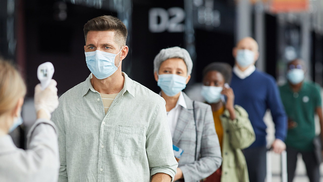 People in masks during pandemic