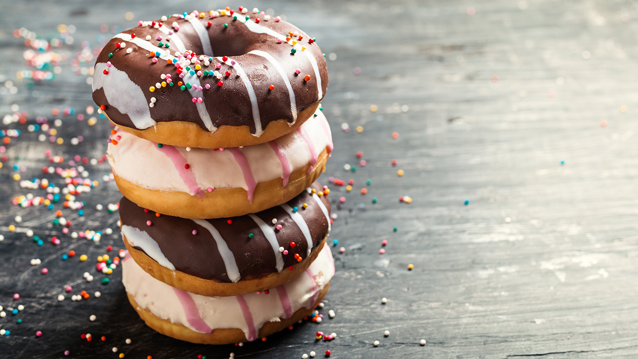 Stack of delicious donuts