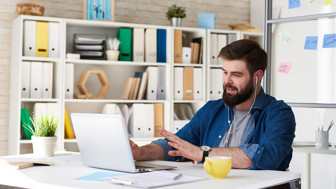 Young Business Man in Video Call Meeting