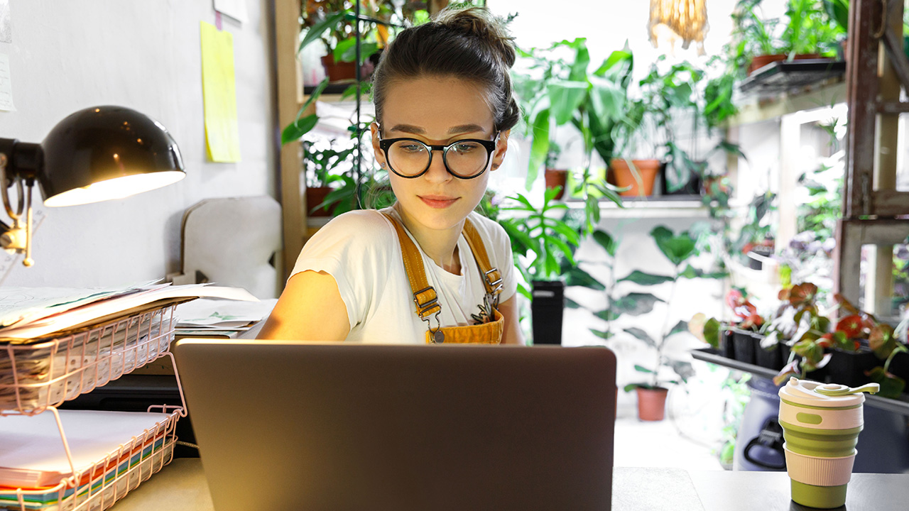 Woman Remote Working on Laptop