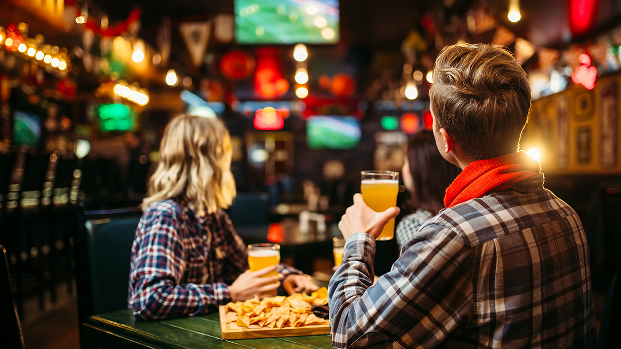 Fans Watching the Big Game in Sports Bar