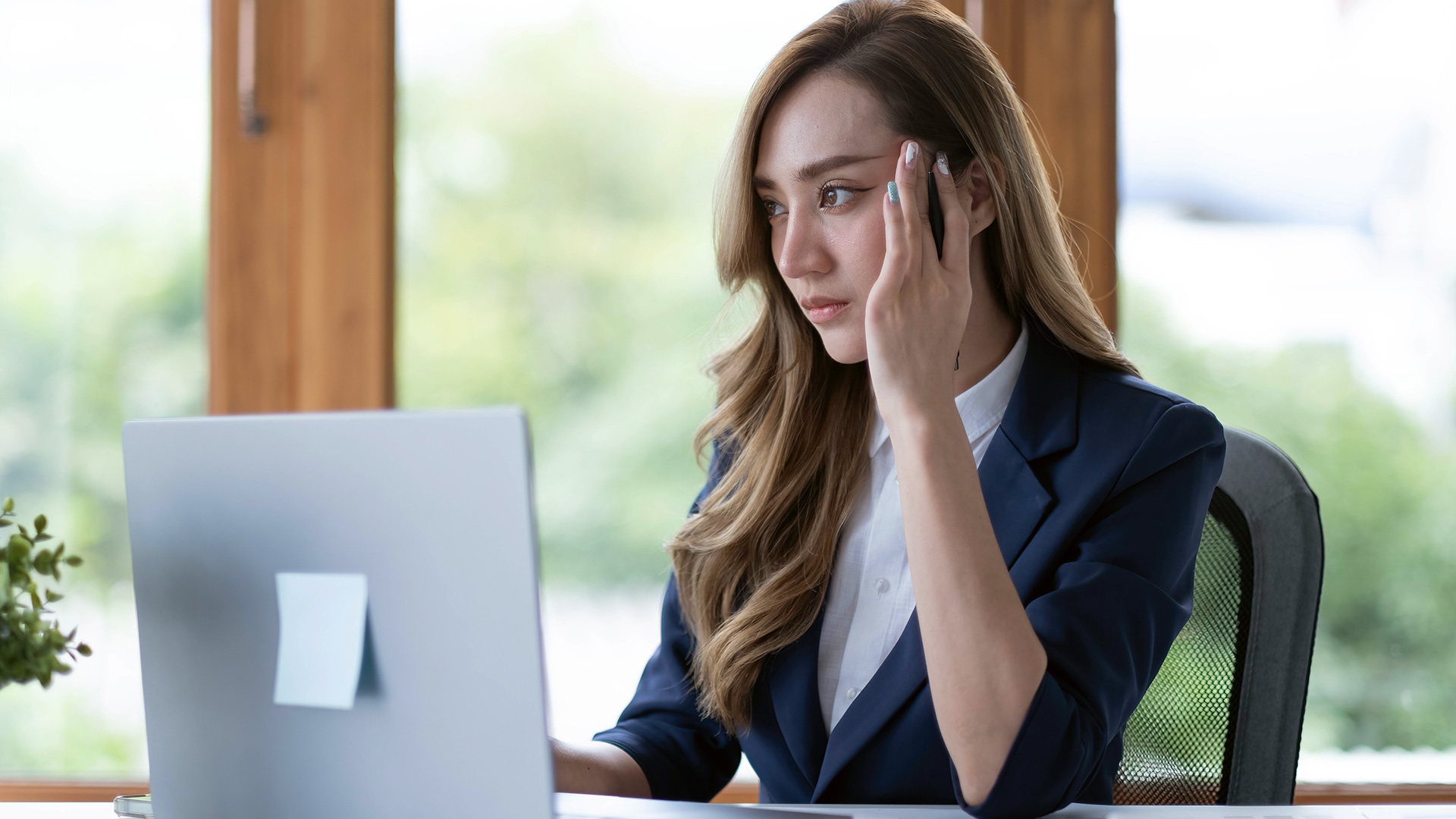 Business Woman Overthinking at the Office